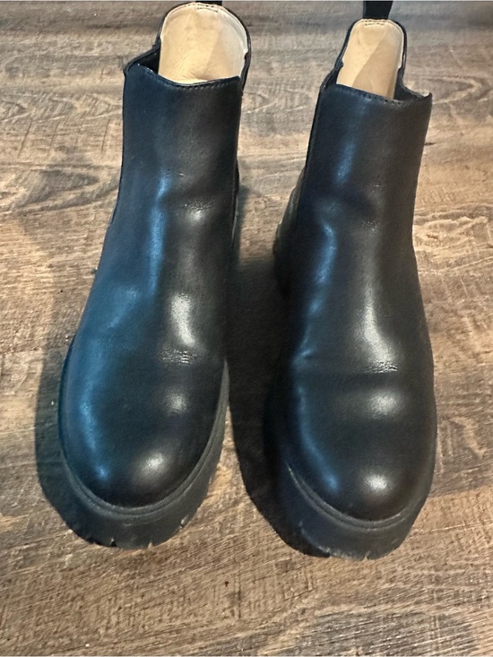 Coach Black Leather Platform Chelsea Boots